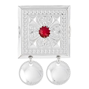 Beltestøl, kvit med raud stein, øsken