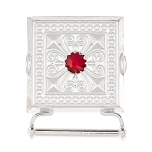 Veskestøl, kvit med raud stein, 26,5mm opning, øsken