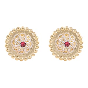 Borer, forgylt/kvit m/raud stein, øsken