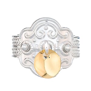 Ring, 1 lauv, kvit/gylt