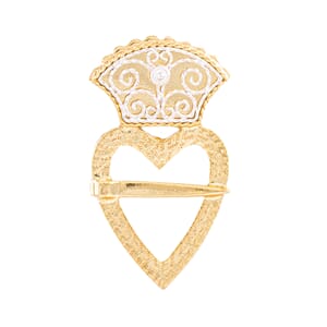 Hjertesølje, forgylt/kvit m/krus