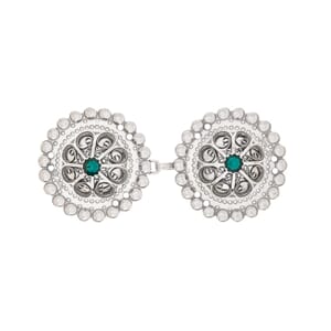 Spenne, oks. m/grøn stein, øsken